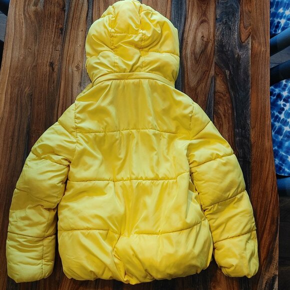 Reebok Full Zip Hooded Sherpa Lined Yellow Puffer Jacket - Small - Picture 2 of 5
